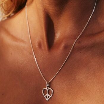 Peace Heart Silver Pendant Necklace, 2 of 11