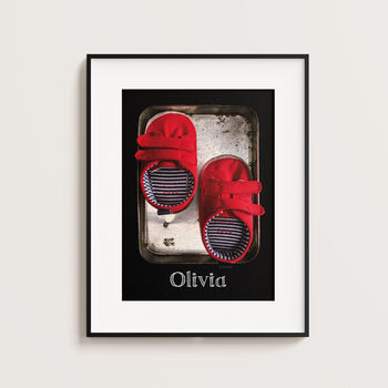Personalised Baby Shoes Childhood Art Print, 2 of 5
