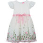 Garden Floral Girls Party Dress, White And Pink, thumbnail 2 of 5