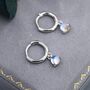 Sterling Silver 4mm Moonstone Hoop Earrings, thumbnail 7 of 12