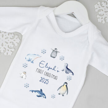 Pesonalised First Christmas Bodysuit / Babygrow Winter Animals, 4 of 8