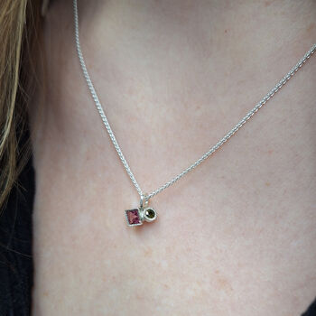 Tresor Two Stone Square Pendant, 2 of 8