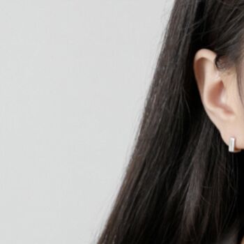 Sterling Silver Tiny Square Huggie Hoop Earrings, 4 of 6