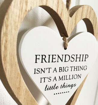 Wooden Friendship Love Heart Hanging Sign, 2 of 3