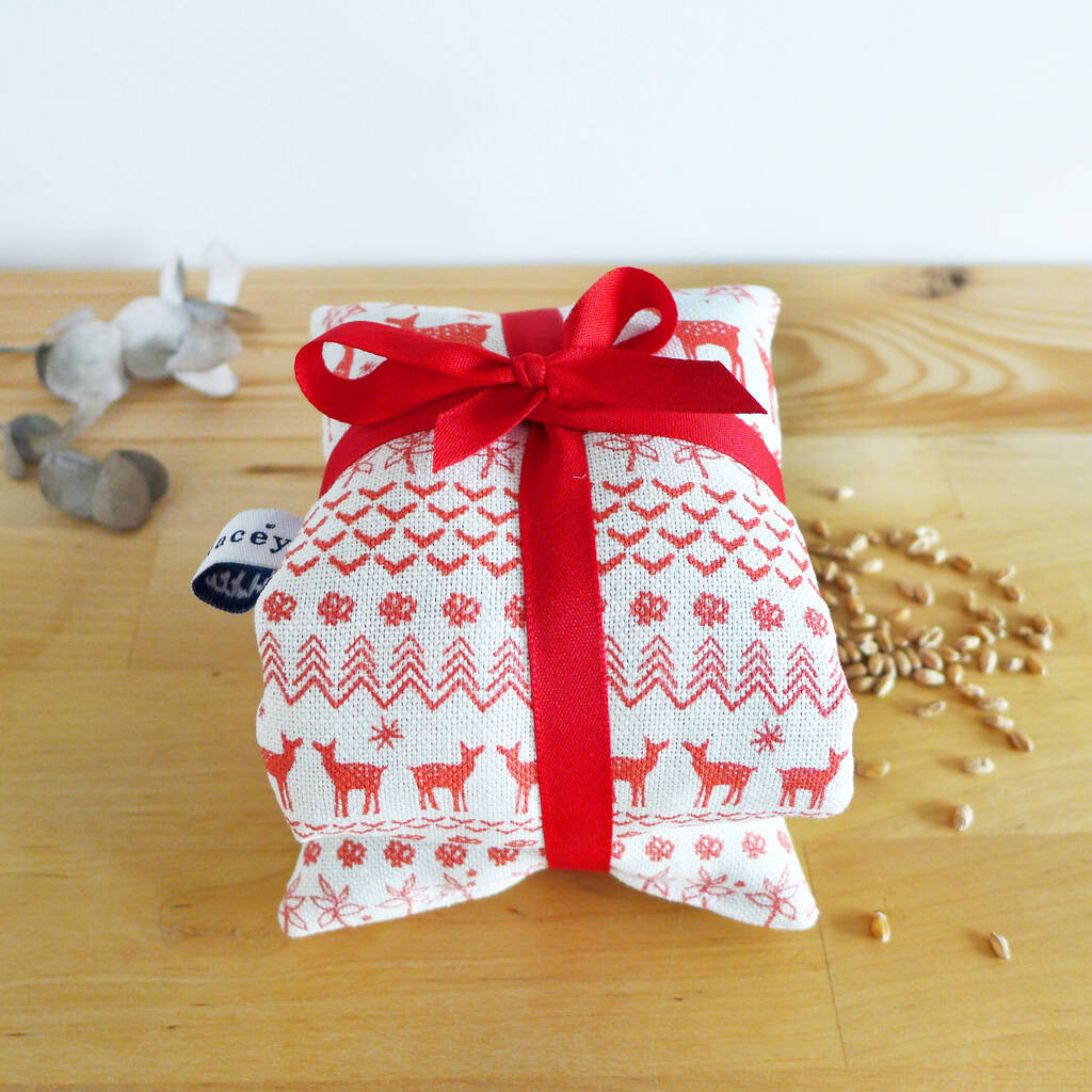 Fairisle Linen Wheat Heat Bag By Charlotte Macey | notonthehighstreet.com