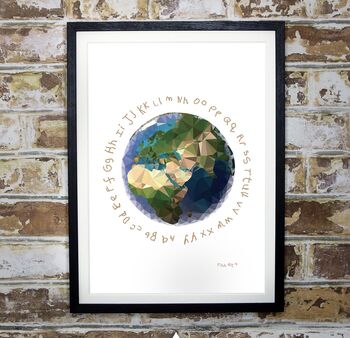 Personalised Kid's Handwriting Earth L Artwork And Font, 2 of 3