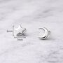 Sterling Silver Mini Star And Moon Stud Earrings, thumbnail 5 of 7