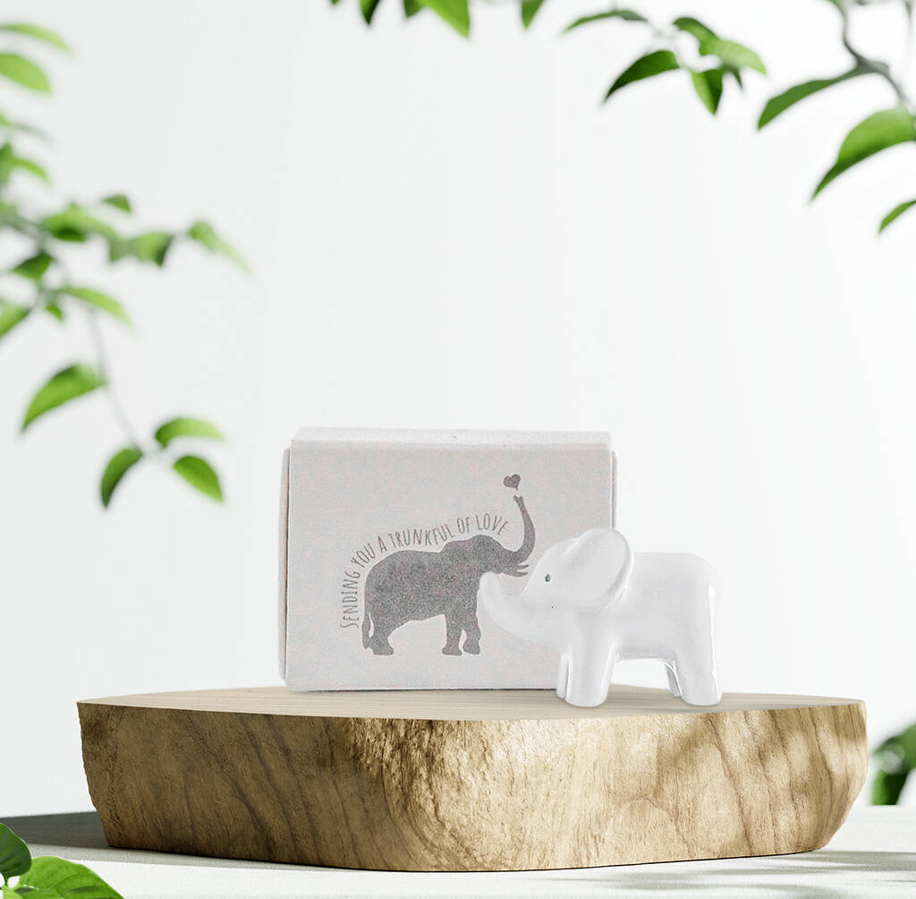 Little Ceramic Elephant ' Sending A Trunkful Of Love', 1 of 10