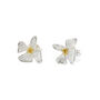 Dainty Mixed Metal Floral Stud Earrings, thumbnail 5 of 6