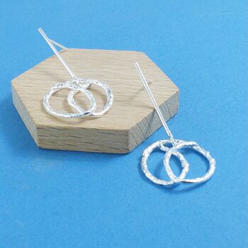 Sterling Silver Molten Ring Bar Studs, 2 of 4