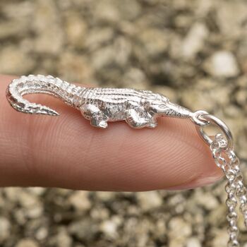 Personalised Sterling Silver Crocodile Necklace, 6 of 10