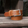 Handmade Tan Leather Belt Men's English Leather 35mm Wide, thumbnail 10 of 10