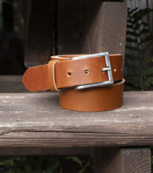 Handmade Tan Leather Belt Men's English Leather 35mm Wide, 10 of 10