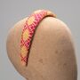 Pink And Yellow Silk Padded Headband 'Everlee', thumbnail 2 of 9