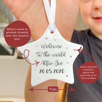Welcome To The World Personalised Ceramic Star Keepsake, 2 of 4
