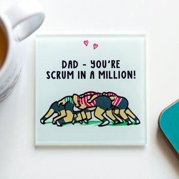 'Scrum In A Million' Rugby Coaster For Dad, 2 of 4
