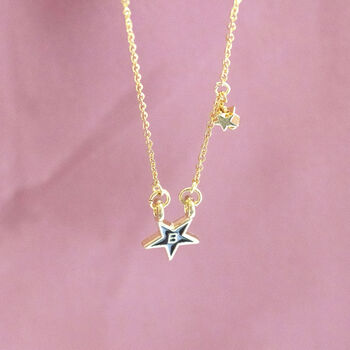 Gold Plated Enamel Star Initial Necklace, 5 of 9