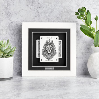 Personalised Best Dad Gift Royal Lion Playing Card Frame, 5 of 9