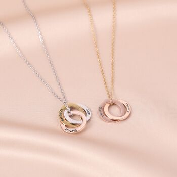 Personalised Russian Ring Necklace Interlocking Engraved Name, 6 of 6