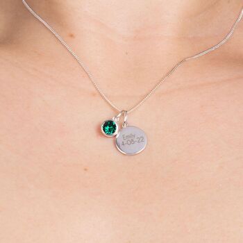 Personalised Sterling Silver May Birthstone Emerald Pendant Necklace, 3 of 9