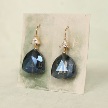 Labradorite Navy Blue Art Deco Earrings, 4 of 6