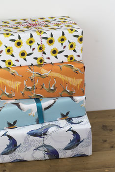 Blue Whales Luxury, Recycled Wrapping Paper Pack, 5 of 5