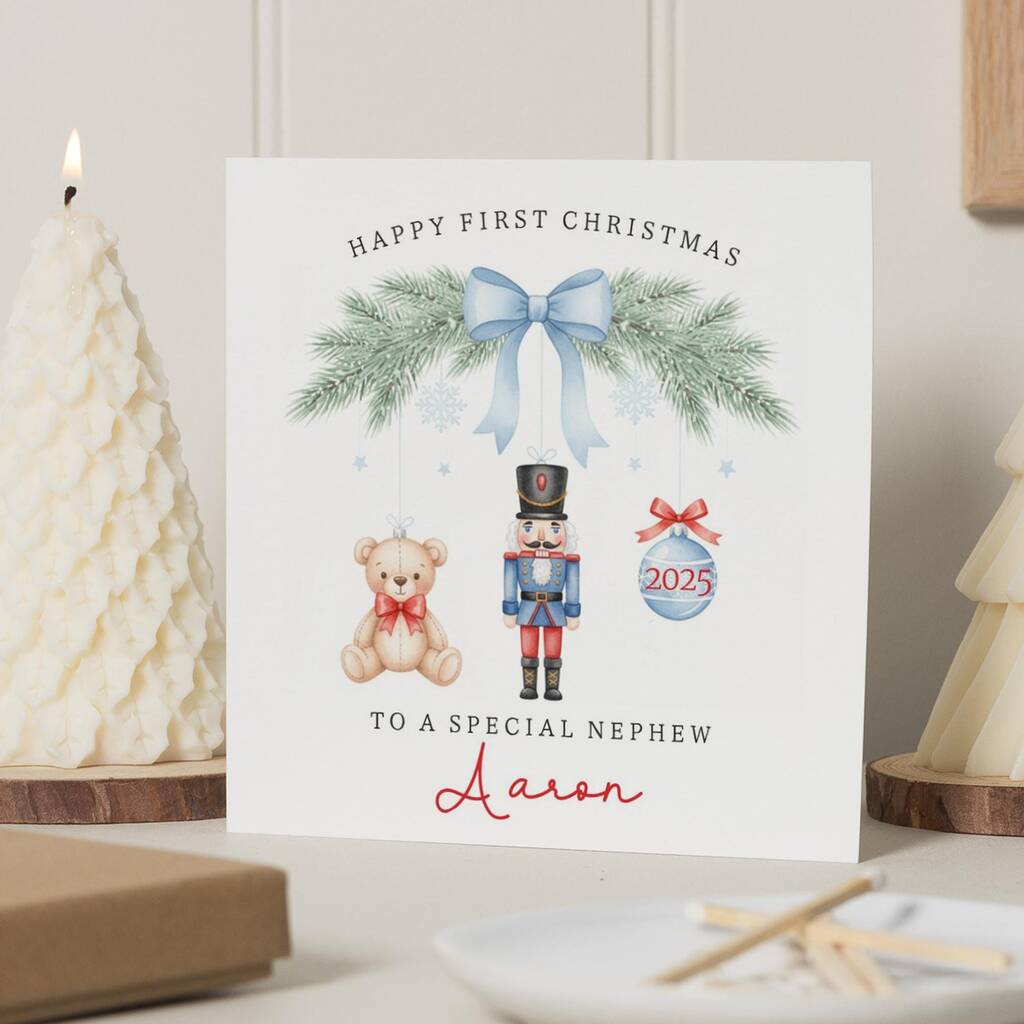 Personalised First Christmas Card For Nephew 2025, 1 of 7