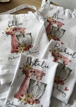 Personalised Apron, Watercolor Pink Baking Gift, 8 of 9
