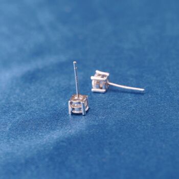 8 Mm Cz Stone Stud Earrings, Sparkly Studs, Cubic Zirconia Studs, 5 of 7