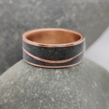 Copper Wave Ring With Westmorland Green Slate, 4 of 6