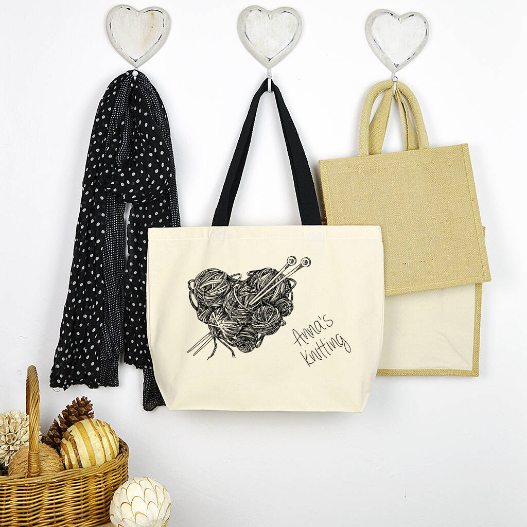 Personalised Wool Heart Knitting Bag By Andrea Fays ...