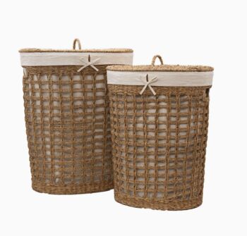Bhodra Oval Seagrass Laundry Basket With Lid, 4 of 5