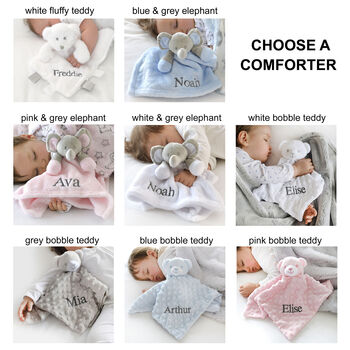 Personalised Grey Ellie Blanket And Teddy Comforter Set, 2 of 12