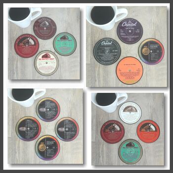 Set Of Four Vinyl Record Coasters Albums, 10 of 12