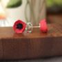 Hand Painted Single Red Poppy Stud Earrings, thumbnail 2 of 3