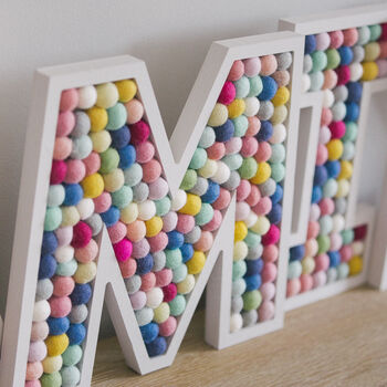 Personalised Initial Felt Ball Wooden Painted Letter, 7 of 12