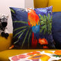 Exotic Bird, Macaw Parrot Animal Print Cushion, thumbnail 1 of 1