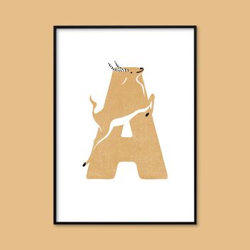 A For Antelope Children's Initial Print, 2 of 3