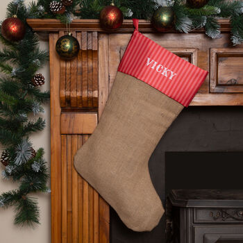 Personalised Reversible Hessian Christmas Stocking, 2 of 6