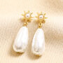 Sun And Pearl Drop Earrings In Gold, thumbnail 1 of 3