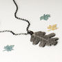 Lacey Oak Real Leaf Medium Sized Necklace, thumbnail 9 of 12