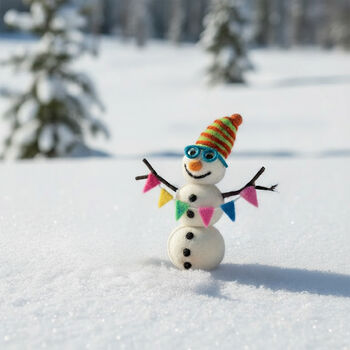 Handmade Felt Benedict The Snowman Decoration, 2 of 4