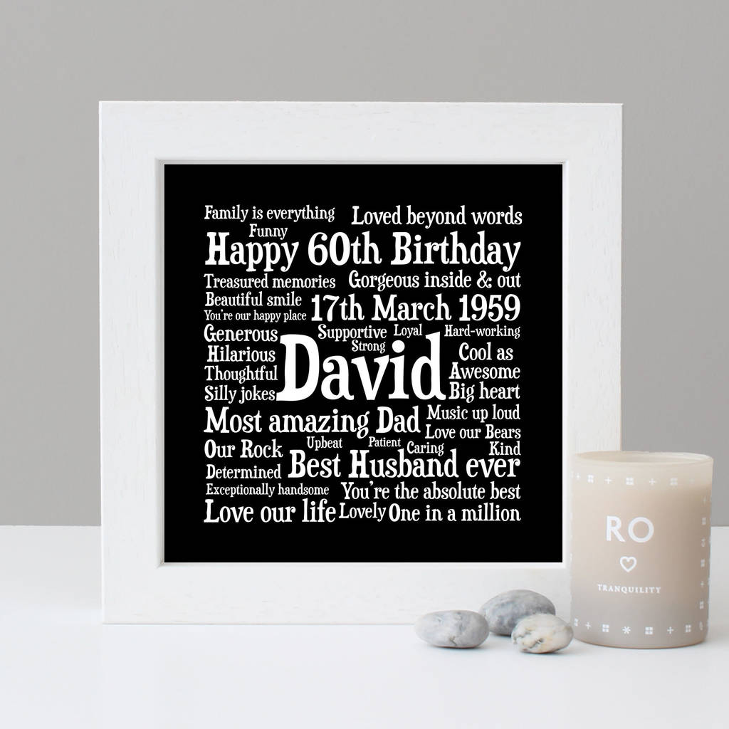 birthday personalised 60th word art gift by hope and love ...
