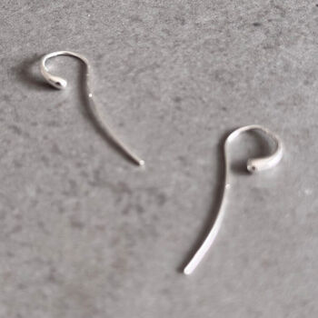 Sculptural Curve Drop Earrings In Sterling Silver, 2 of 10