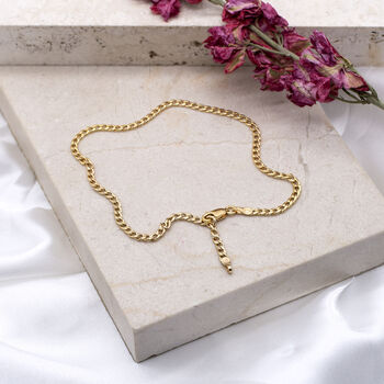 9ct Yellow Gold Curb Chain Anklet, 3 of 7