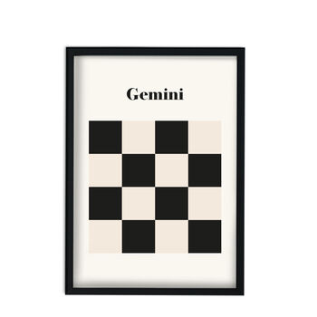 Gemini Zodiac Star Sign Giclée Retro Art Print, 2 of 4