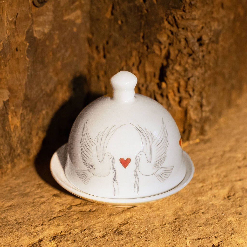 Dove And Heart China Butter Dome, 1 of 2