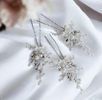 Pearl And Crystal Bridal Hair Pin Set, 4 of 4