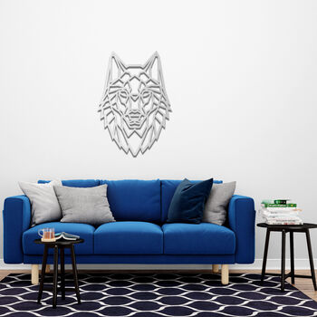 Geometric Wolf Wooden Wall Art Abstract Handmade Decor, 8 of 9