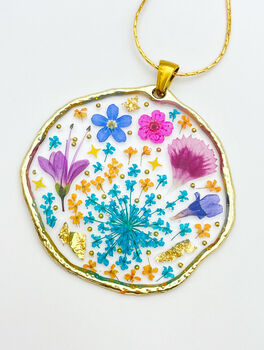 Large Statement Necklace With Forget Me Not And Pink Flowers, 5 of 12